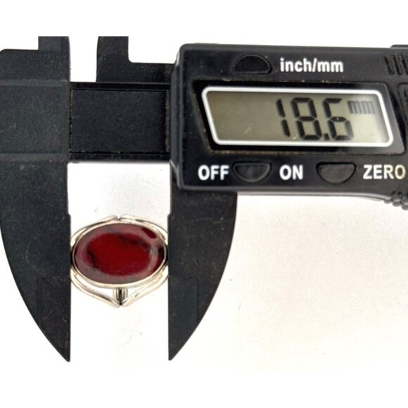 Vintage Sterling Silver Red Jasper Oval Statement Ring Size 5.5 Taxco Mexico - Picture 9 of 11